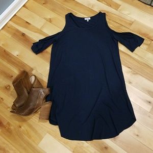 Cold Sholder Navy Blue Dress